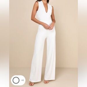Thinking Out Loud White Backless Jumpsuit